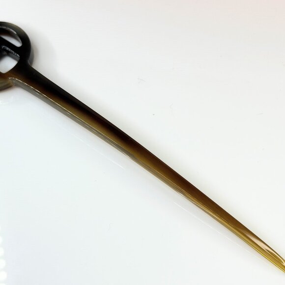 Vintage Hermès Buffalo Horn Hair Stick Hair Pin w Original Box GS778 main image 6